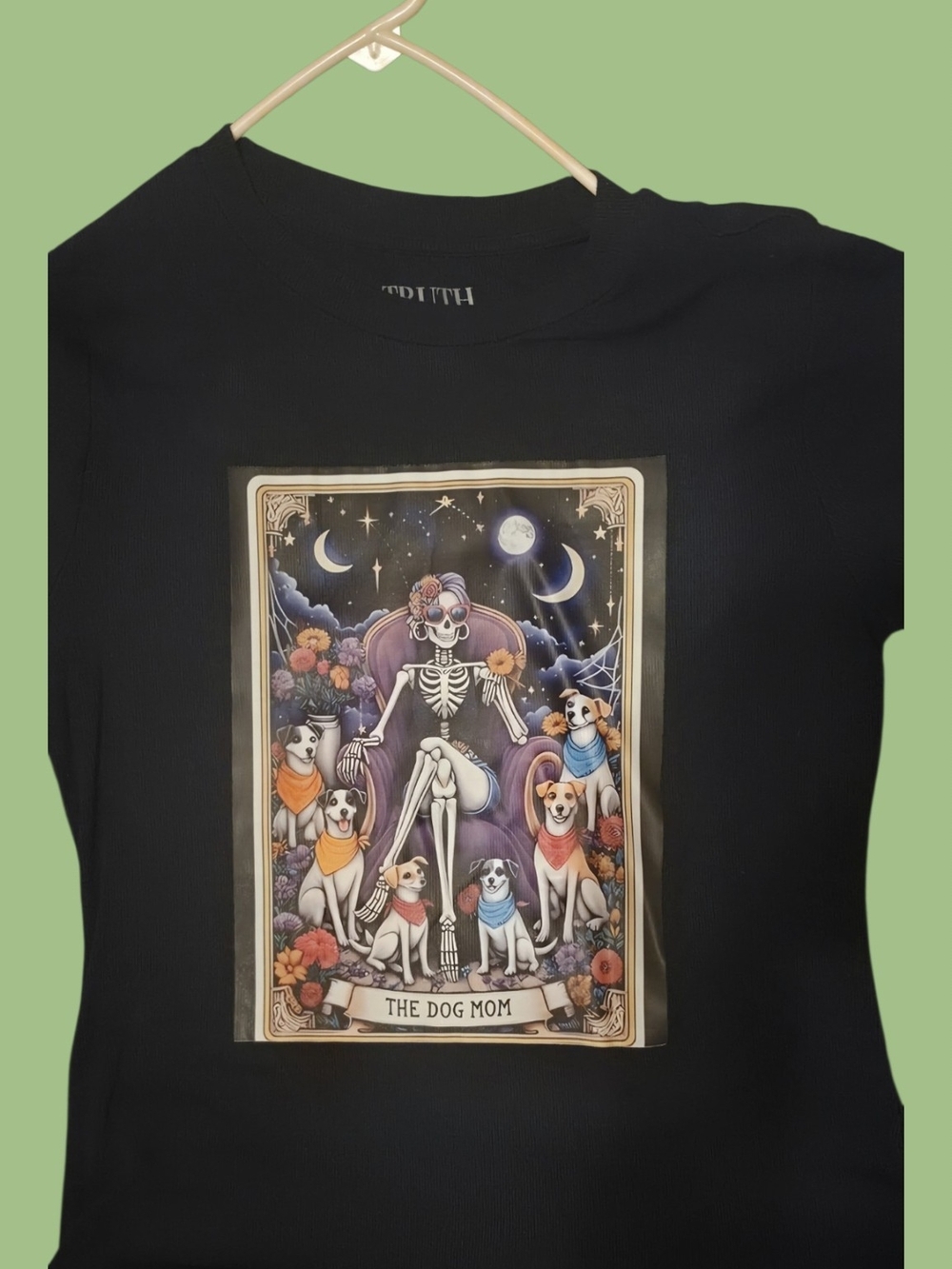 For The Republic Black 'The Dog Mom' Skeleton & Dogs Graphic Tee